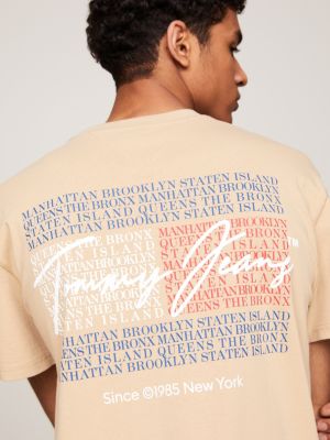 beige tommy flag back logo t-shirt for men tommy jeans