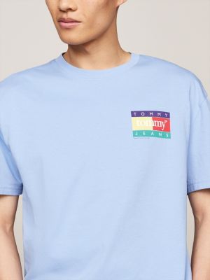 blue crew neck back logo t-shirt for men tommy jeans