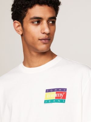 white crew neck back logo t-shirt for men tommy jeans