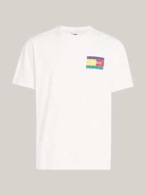 white crew neck back logo t-shirt for men tommy jeans