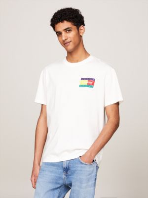 white crew neck back logo t-shirt for men tommy jeans