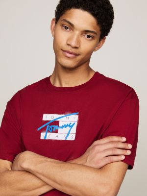 red logo crew neck t-shirt for men tommy jeans