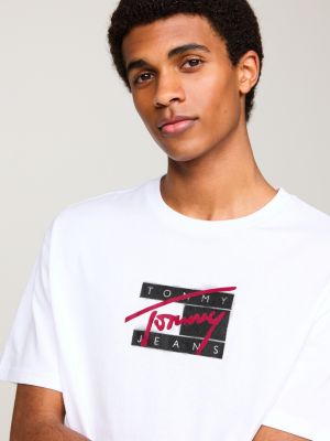 white logo crew neck t-shirt for men tommy jeans