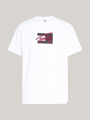 white logo crew neck t-shirt for men tommy jeans