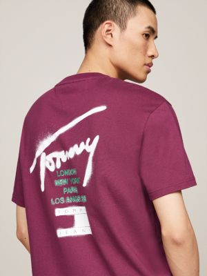 purple back logo crew neck t-shirt for men tommy jeans