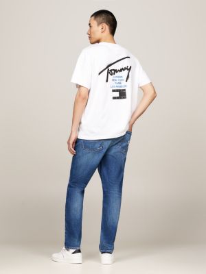 wit t-shirt met ronde hals en logo op de rug voor heren - tommy jeans