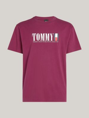 Rundhals-T-Shirt mit Tommy-Flag-Logo | Violett | Tommy Hilfiger