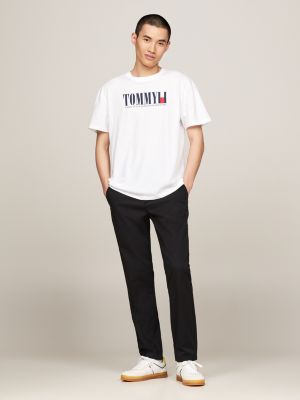 t-shirt con logo tommy jeans bianco da uomini tommy jeans