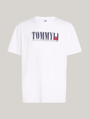 t-shirt con logo tommy jeans bianco da uomini tommy jeans