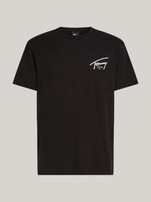 black signature logo crew neck t-shirt for men tommy jeans