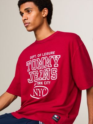 camiseta prep explorer oversize roja de hombres tommy jeans