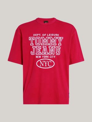 camiseta prep explorer oversize roja de hombres tommy jeans