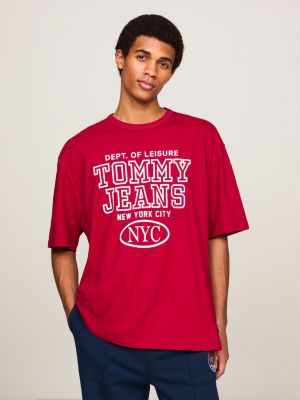 red prep explorer oversized fit t-shirt for men tommy jeans