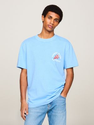 t-shirt plus con grafica sul retro blue da uomini tommy jeans