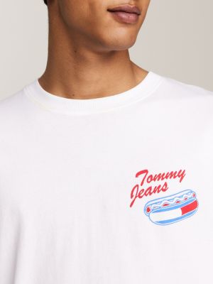 t-shirt plus à col ras-du-cou et logo blanc pour hommes tommy jeans