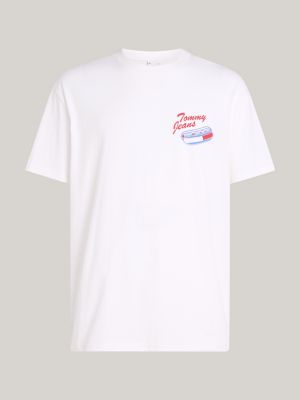 t-shirt plus à col ras-du-cou et logo blanc pour hommes tommy jeans