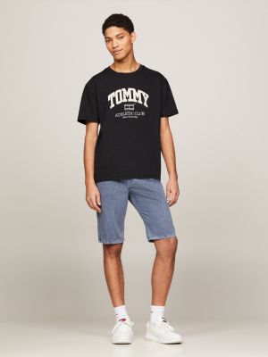 black varsity t-shirt mit logo für herren - tommy jeans