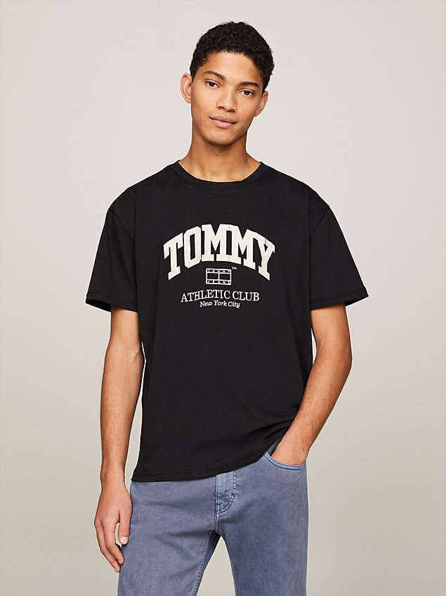 black varsity logo t-shirt for men tommy jeans