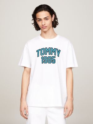 white varsity t-shirt mit logo für herren - tommy jeans