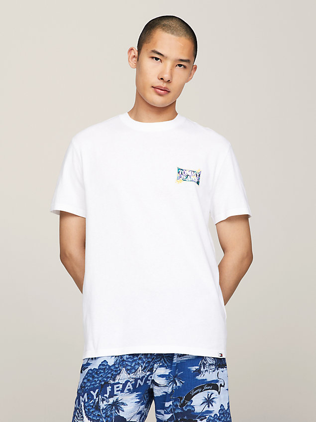 camiseta con logo gráfico de flores white de hombres tommy jeans