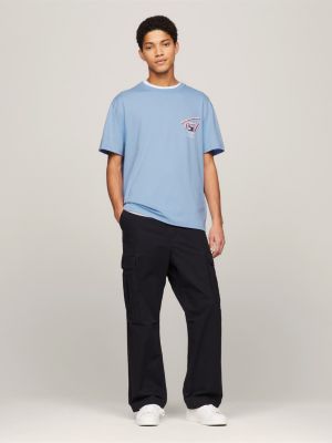 blue t-shirt mit signatur-logo am rücken für herren - tommy jeans