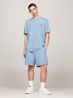 blue archive t-shirt mit palmen-logo hinten für herren - tommy jeans