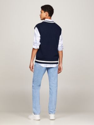 Essential Tipped Sweater Vest, blue