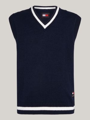 Essential Tipped Sweater Vest, blue