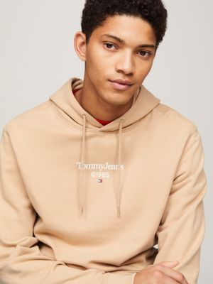 beige back logo regular fit hoody for men tommy jeans