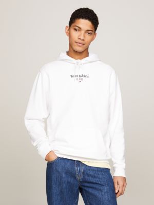 Sudadera Bordada De Mezcla De Algodón Con Capucha White Tommy