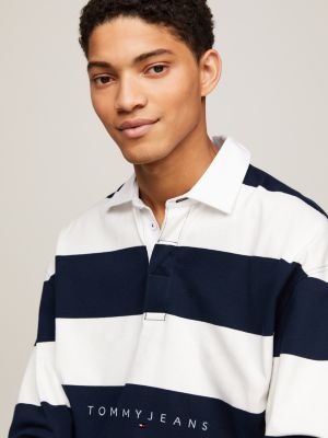 Stripe Relaxed Long Sleeve Rugby Polo Blue Tommy Hilfiger