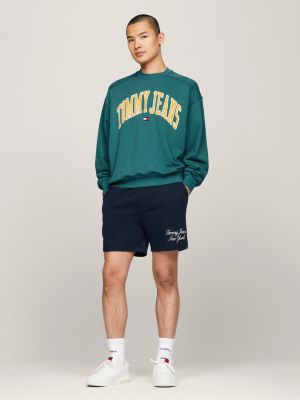 blue varsity boxy fit sweatshirt mit oversize-logo für herren - tommy jeans