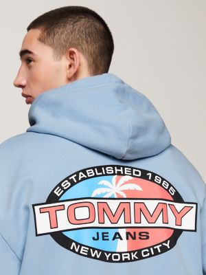 blue archive back graphic relaxed fit hoody for men tommy jeans