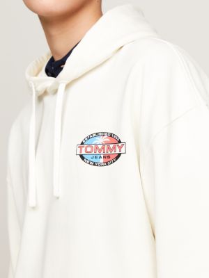 white archive back graphic relaxed fit hoody for men tommy jeans