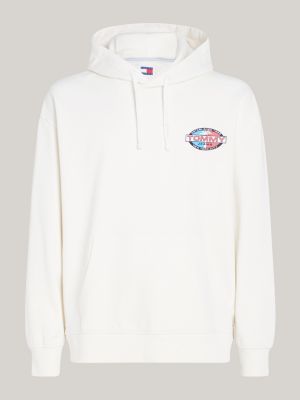 white archive back graphic relaxed fit hoody for men tommy jeans