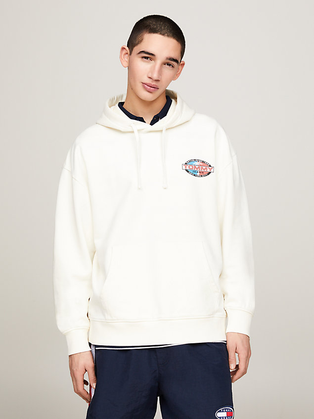 white archive back graphic relaxed fit hoody for men tommy jeans
