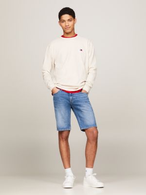 beige langarmshirt mit waffel-struktur für herren - tommy jeans