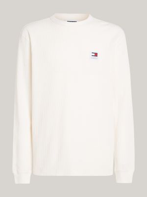 Waffle Texture Long Sleeve T-Shirt | White | Tommy Hilfiger