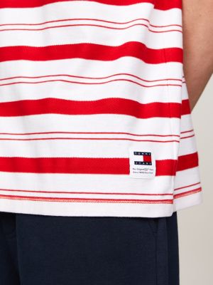 red stripe crew neck t-shirt for men tommy jeans