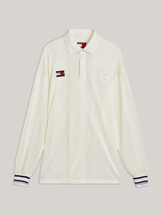 polo rugby varsity dual gender a rete white da uomini tommy jeans