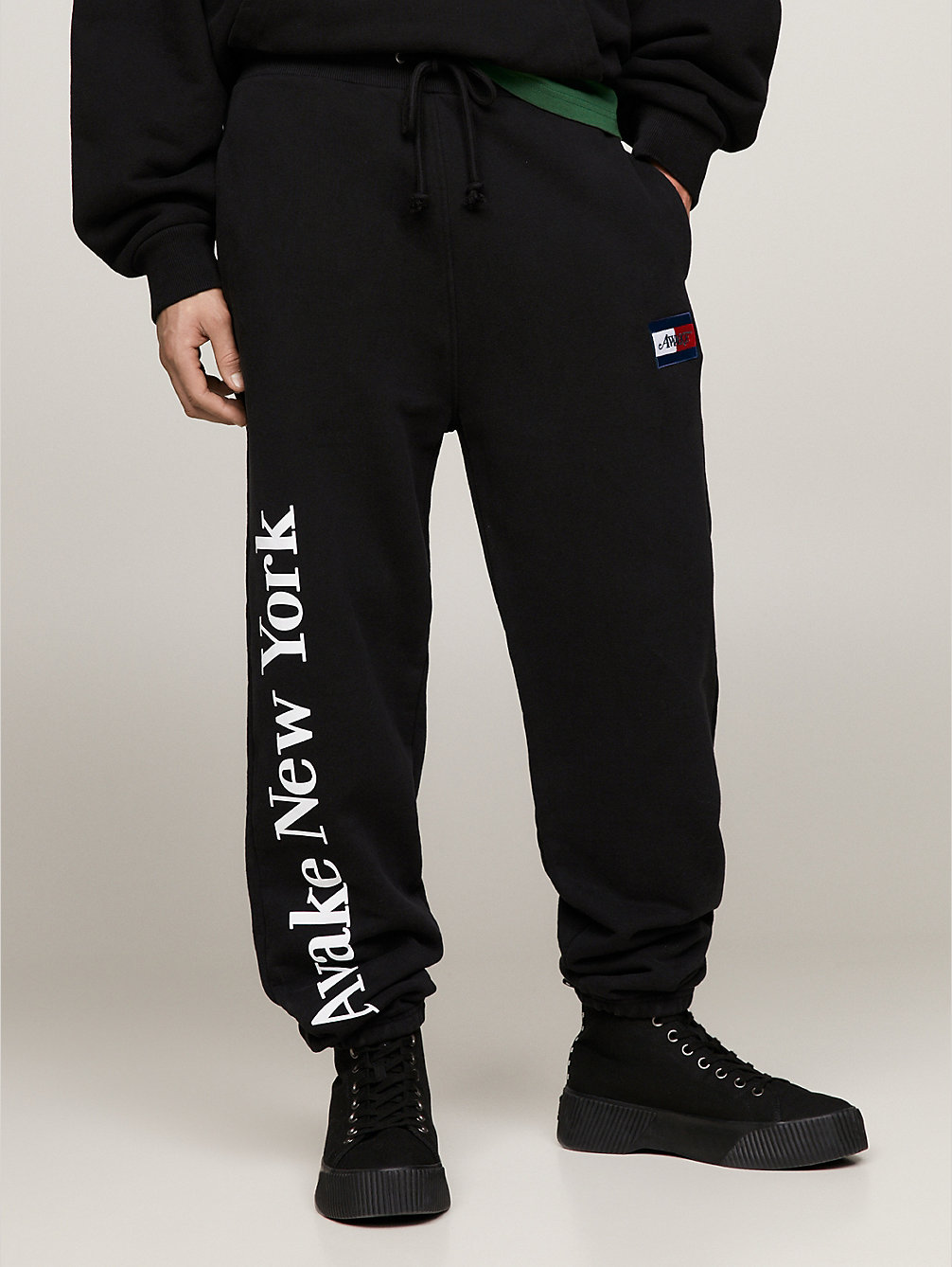 black tommy x awake ny logo relaxed joggers for men tommy jeans
