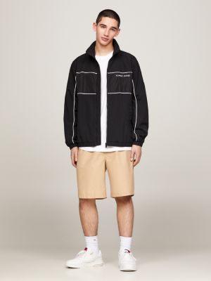black essential jacke mit hochgeschlossenem design für herren - tommy jeans