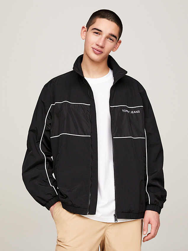black essential piping high neck jacket for men tommy jeans
