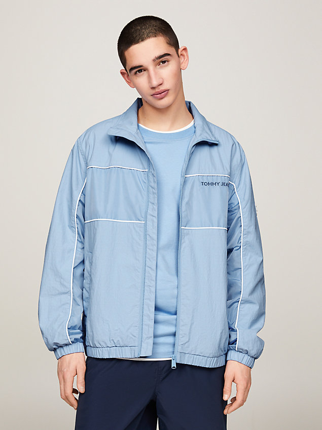 blue essential piping high neck jacket for men tommy jeans