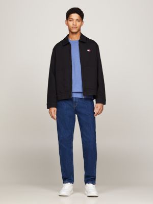 blue regular fit truckerjacke mit logo-stickerei für herren - tommy jeans