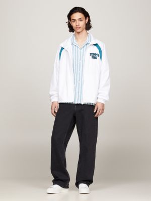 white varsity colour-blocked track jacket for men tommy jeans