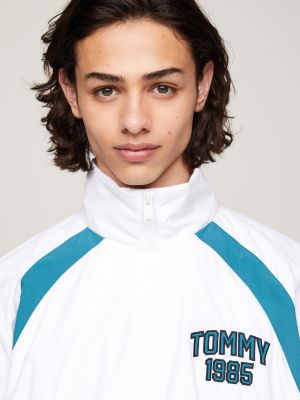 white varsity colour-blocked track jacket for men tommy jeans