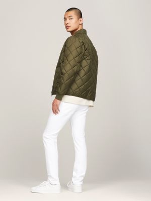 Green quilted bomber jacket mens hotsell