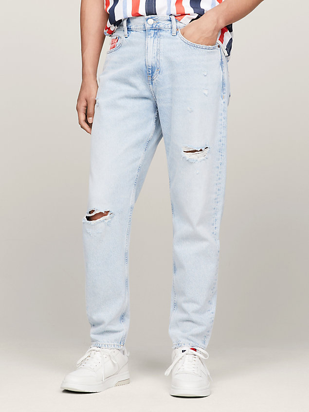 denim isaac archive relaxed tapered distressed jeans voor heren - tommy jeans
