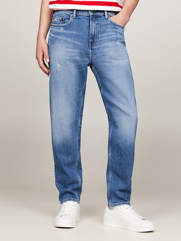 vaqueros isaac classics de corte amplio cónico desgastados denim de hombres tommy jeans